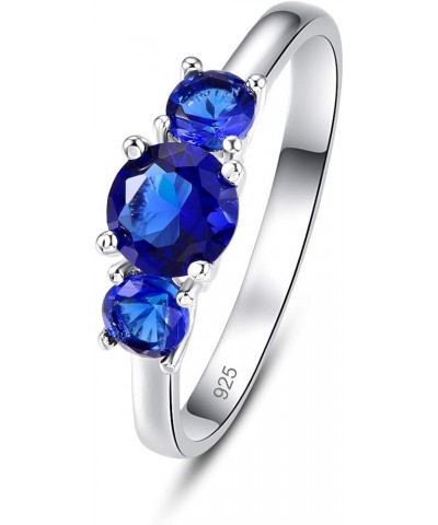 925 Sterling Silver Created Ruby Spinel Filled Heart 3 Stone Promise Ring E-Royal Blue $4.23 Rings