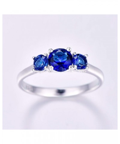 925 Sterling Silver Created Ruby Spinel Filled Heart 3 Stone Promise Ring E-Royal Blue $4.23 Rings