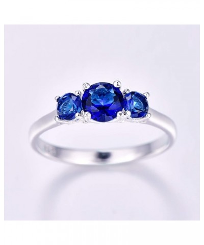 925 Sterling Silver Created Ruby Spinel Filled Heart 3 Stone Promise Ring E-Royal Blue $4.23 Rings