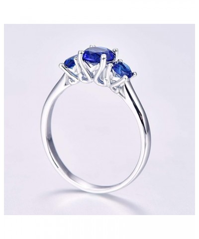 925 Sterling Silver Created Ruby Spinel Filled Heart 3 Stone Promise Ring E-Royal Blue $4.23 Rings