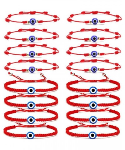 16 Set Evil Eye String Kabbalah Bracelets 7 Knots Bracelets Adjustable Hand-Woven Red Rope Cord Thread Braided Bracelet Prote...