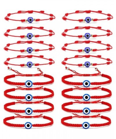 16 Set Evil Eye String Kabbalah Bracelets 7 Knots Bracelets Adjustable Hand-Woven Red Rope Cord Thread Braided Bracelet Prote...