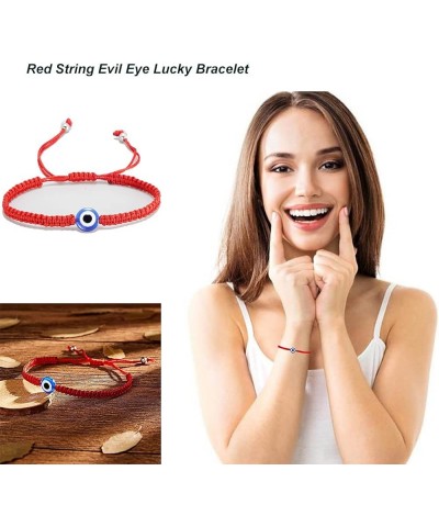 16 Set Evil Eye String Kabbalah Bracelets 7 Knots Bracelets Adjustable Hand-Woven Red Rope Cord Thread Braided Bracelet Prote...