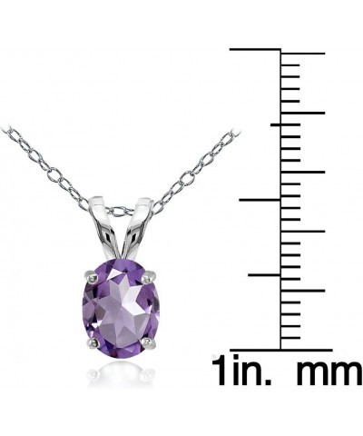 Sterling Silver 8x6mm Oval-cut Genuine, Created or Simulated Birthstone Solitaire Necklace Amethyst $12.71 Necklaces