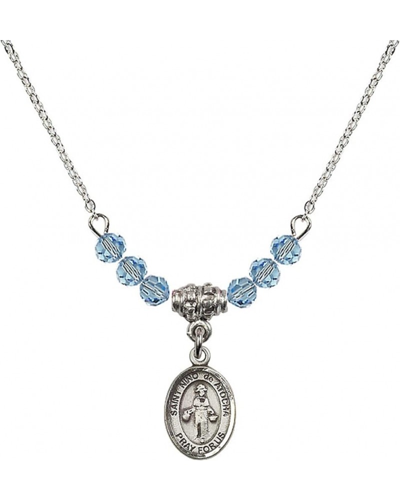 March Birth Month Bead Necklace with Catholic Patron Saint Petite Charm, 18 Inch Saint Nino de Atocha $26.60 Necklaces