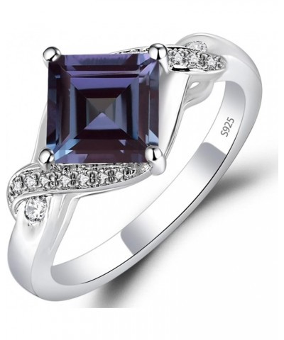 925 Sterling Silver Gemstone Ring Kite Set Square Cut 7X7 MM Engagement Ring for Women Created Alexandrite $66.00 Others