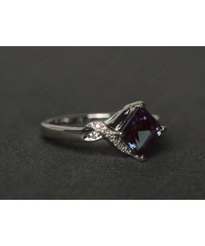 925 Sterling Silver Gemstone Ring Kite Set Square Cut 7X7 MM Engagement Ring for Women Created Alexandrite $66.00 Others