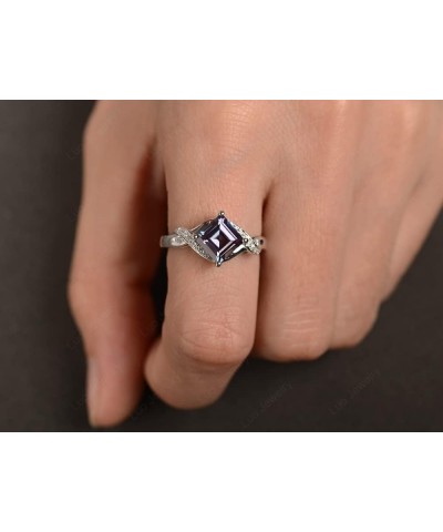 925 Sterling Silver Gemstone Ring Kite Set Square Cut 7X7 MM Engagement Ring for Women Created Alexandrite $66.00 Others