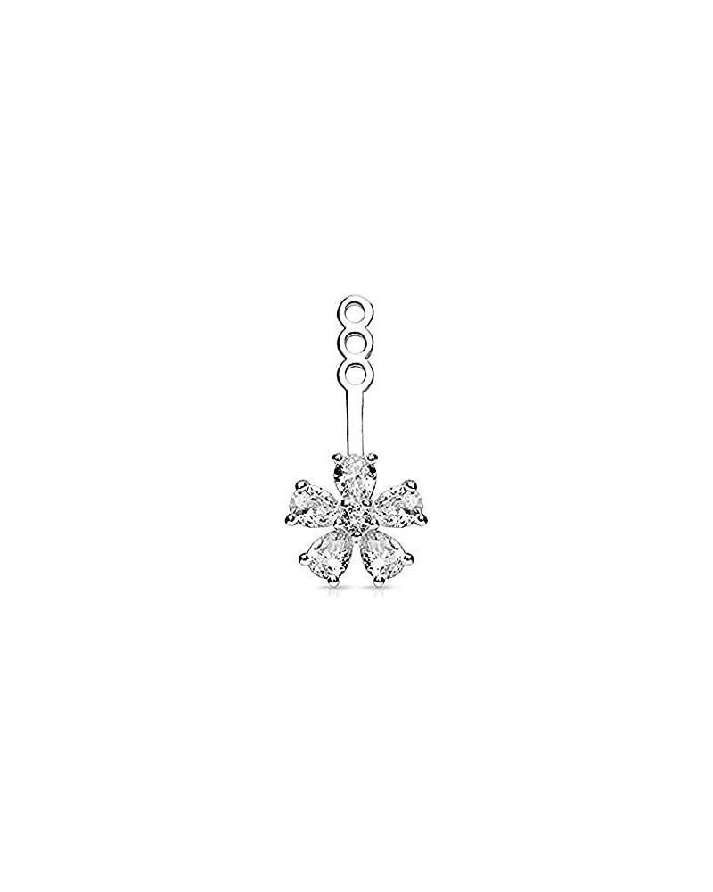 Five Pear CZ Petal Flower Earring Jacket/Cartilage Stud Add on Dangle Clear $9.68 Earrings