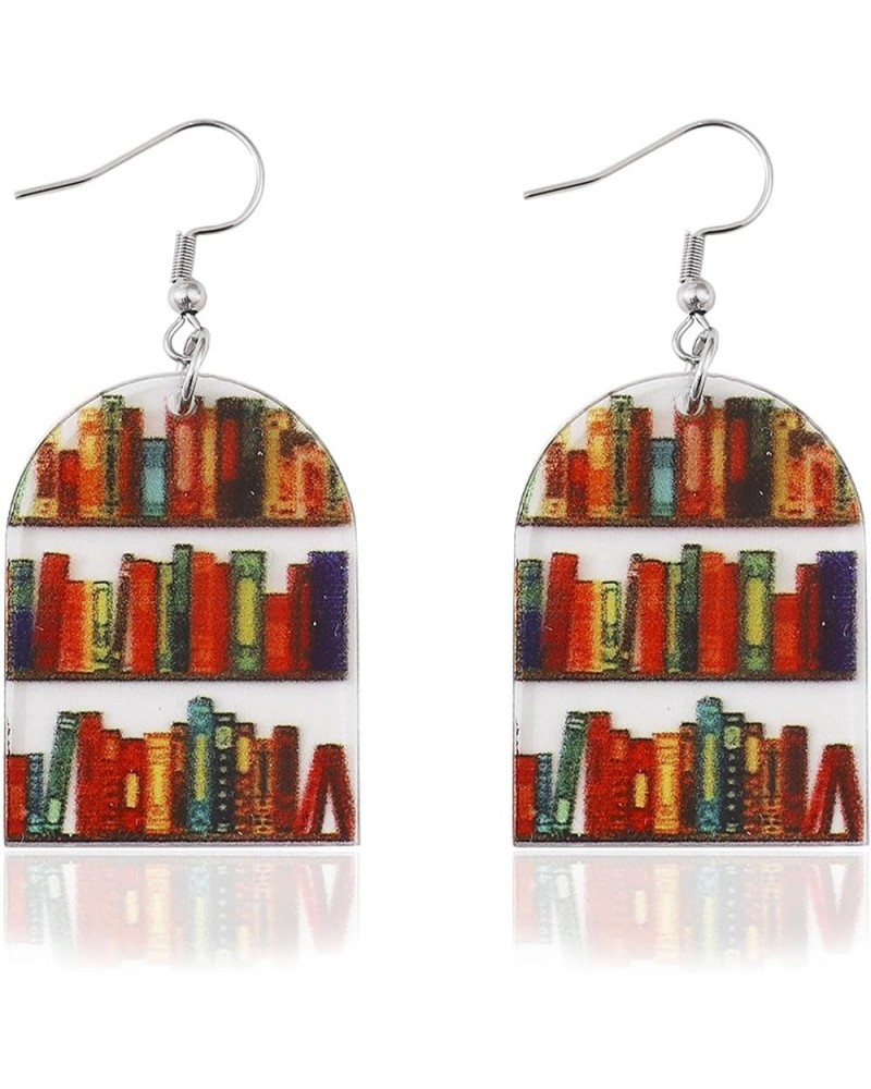 2023 Back to School Teacher Earrings for Women Girls Funny Lightweight Transparent Acrylic Bookshelf Library Book Dangle Earr...