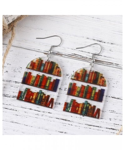 2023 Back to School Teacher Earrings for Women Girls Funny Lightweight Transparent Acrylic Bookshelf Library Book Dangle Earr...