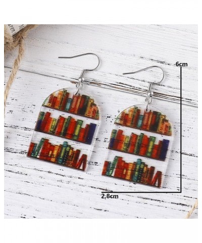 2023 Back to School Teacher Earrings for Women Girls Funny Lightweight Transparent Acrylic Bookshelf Library Book Dangle Earr...