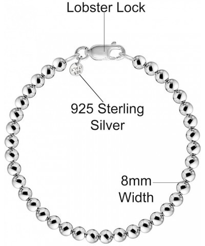 925 Sterling Silver Handmade Bead Ball Strand Chain Bracelet For Women & Girls - Made in Italy Comes With a Gift Box 7.5 Inch...