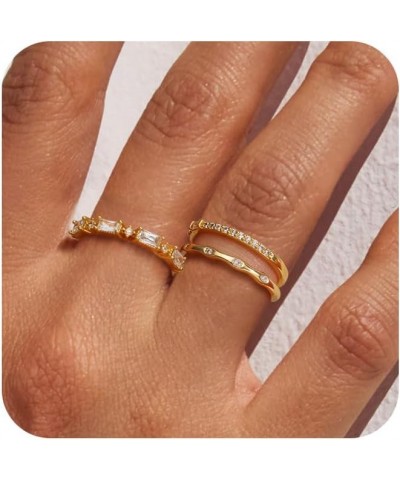 Gold Rings for Women, Dainty Trendy Thin Diamond Stackable Ring Set 14k Gold Plated Cz Finger Non Tarnish Rings for Women Fas...