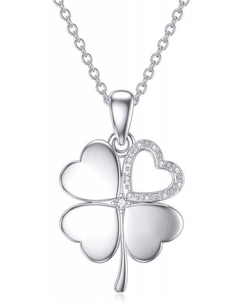 Diamond Four Leaf Clover Necklace for Women 925 Sterling Silver Four Leaf Necklace Jewelry Gifts for Women Girls Wife Girlfri...