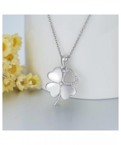 Diamond Four Leaf Clover Necklace for Women 925 Sterling Silver Four Leaf Necklace Jewelry Gifts for Women Girls Wife Girlfri...