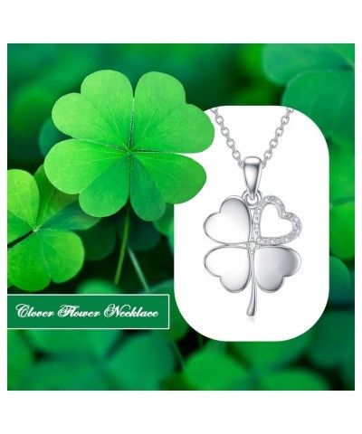 Diamond Four Leaf Clover Necklace for Women 925 Sterling Silver Four Leaf Necklace Jewelry Gifts for Women Girls Wife Girlfri...