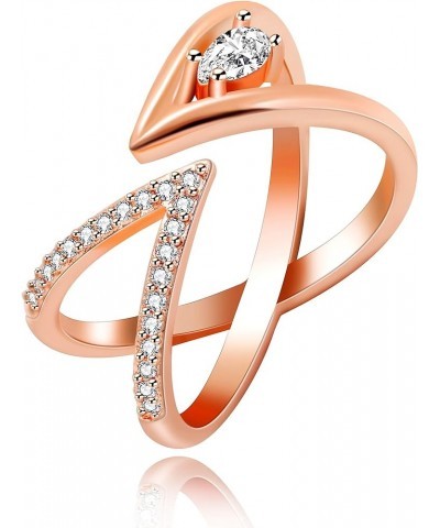 Rose Gold Plated X Infinity Ring Pear Cubic Zirconia Criss Cross Wedding Bands Adjustable ZY113 Rose Gold,White $8.39 Rings