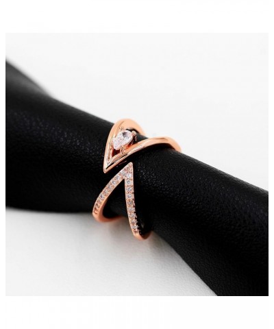 Rose Gold Plated X Infinity Ring Pear Cubic Zirconia Criss Cross Wedding Bands Adjustable ZY113 Rose Gold,White $8.39 Rings