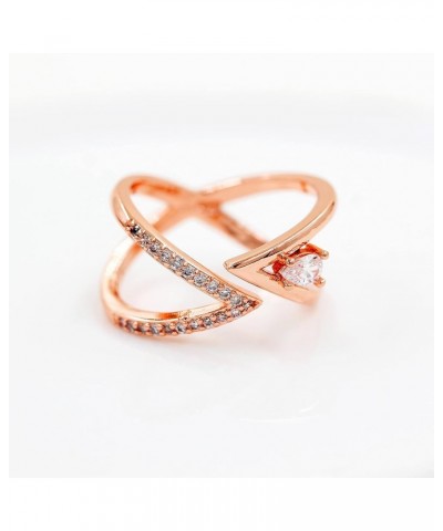 Rose Gold Plated X Infinity Ring Pear Cubic Zirconia Criss Cross Wedding Bands Adjustable ZY113 Rose Gold,White $8.39 Rings