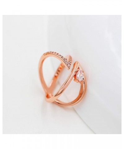 Rose Gold Plated X Infinity Ring Pear Cubic Zirconia Criss Cross Wedding Bands Adjustable ZY113 Rose Gold,White $8.39 Rings