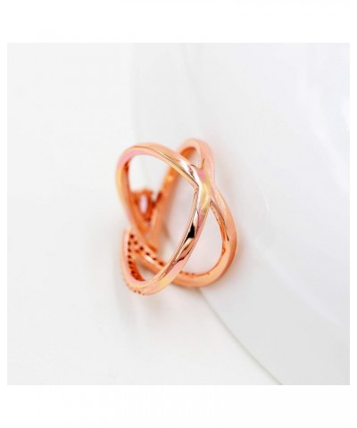 Rose Gold Plated X Infinity Ring Pear Cubic Zirconia Criss Cross Wedding Bands Adjustable ZY113 Rose Gold,White $8.39 Rings