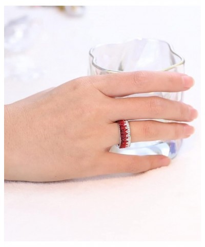 VUTRIEU2K Crystal Stainless Steel Ring For Women Fashion Red Blue Black Color Ring Wedding Jewelry Rings TT5ZW (Blue-8) Black...