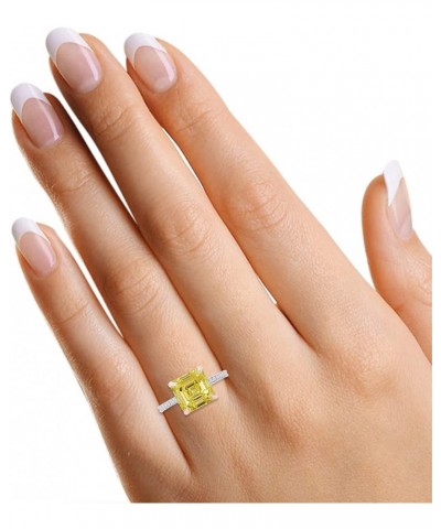 Jewel Zone US Asscher Cut Canary Yellow White Cubic Zirconia Ring in 14k Gold Over Sterling Silver rose-gold-plated-silver $2...