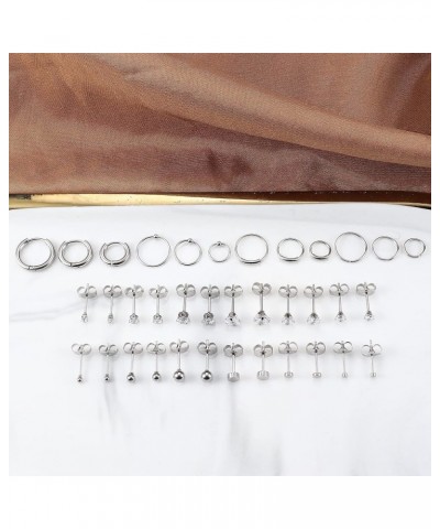 Silver Stud Earring Sets for Multiple Piercing Stainless Steel Stud Earrings Small Tiny Studs Pack silver tone $8.39 Earrings