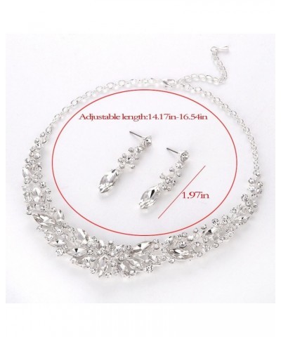 Youfir Austrian Crystal Rhinestone Bridal Wedding Necklace and Earrings Jewelry Sets for Women Silver-Clear $14.00 Jewelry Sets