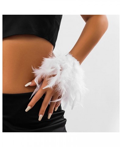 Feather Cuff Snap Bracelet Wrist Sleeve Feather Slap Bracelet Wristband Patting Circle Feather Anklets Arm Cover White $5.21 ...