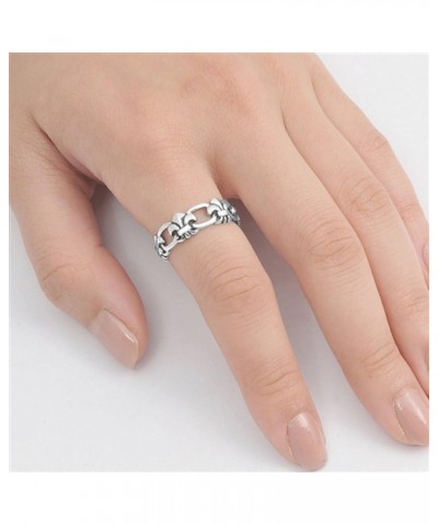 Sterling Silver Women's Fleur De Lis Link Ring Polished 925 Band 6mm Sizes 4-13 $9.76 Rings