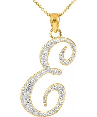 14K Yellow Gold Diamond Accented Dangling Cursive Initial A-Z Charm 4/5" Pendant Necklace (J-K Color, I1-I2 Clarity) - Choice...