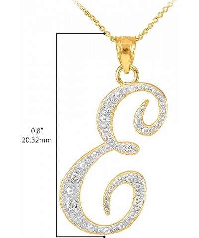 14K Yellow Gold Diamond Accented Dangling Cursive Initial A-Z Charm 4/5" Pendant Necklace (J-K Color, I1-I2 Clarity) - Choice...