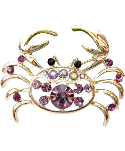 18k Gold Plated Multi-Color Crystal Sea Crab Brooch Pin Purple $9.51 Brooches & Pins