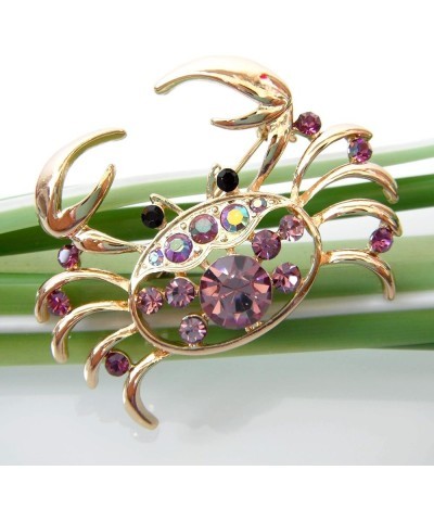 18k Gold Plated Multi-Color Crystal Sea Crab Brooch Pin Purple $9.51 Brooches & Pins