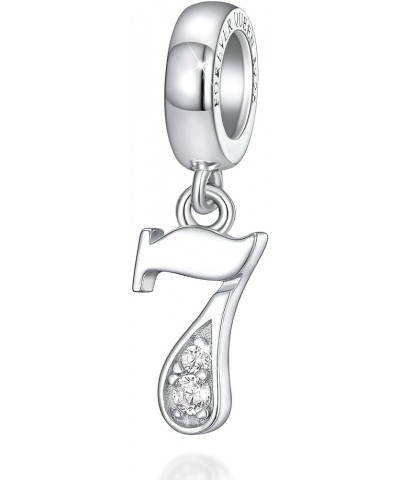 Lucky Number 0-9 Charm S925 Sterling Silver Pendant Dangle Bead with Cubic Zirconia fit Charms Bracelet Necklace Meaningful A...