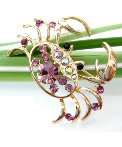 18k Gold Plated Multi-Color Crystal Sea Crab Brooch Pin Purple $9.51 Brooches & Pins