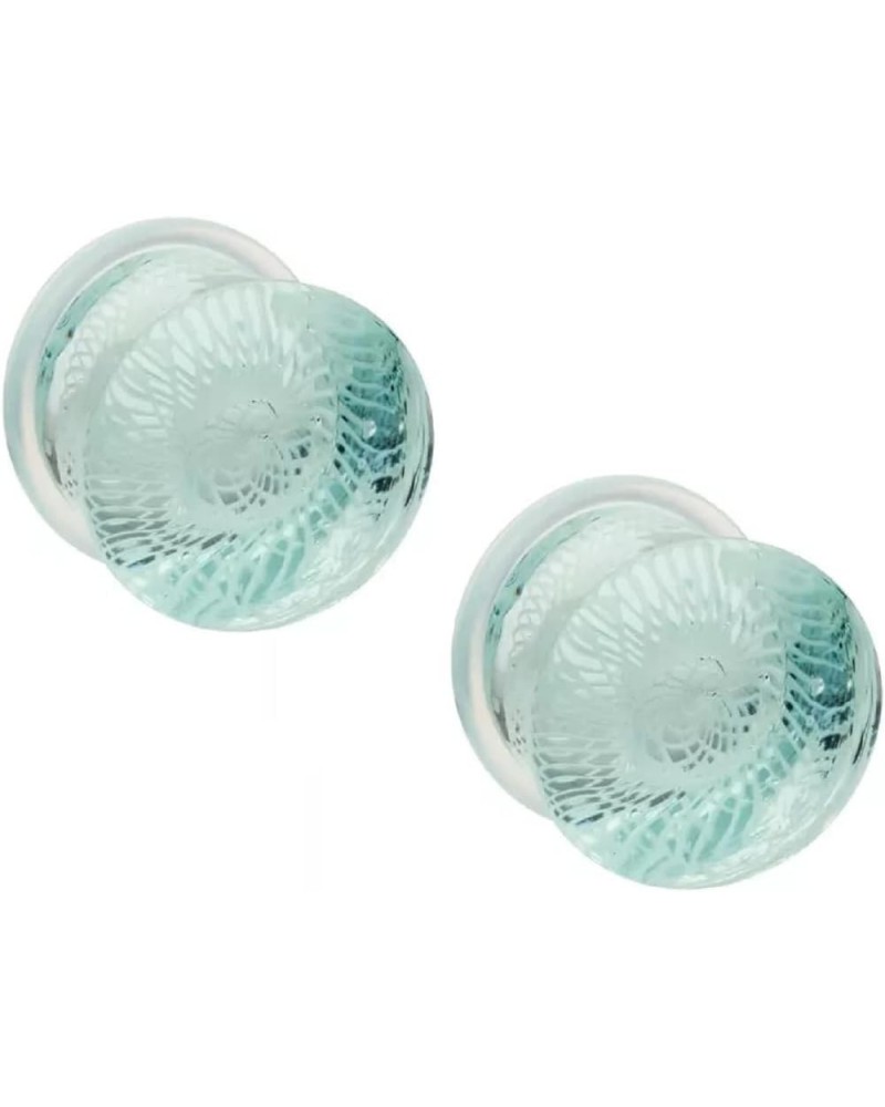 Aqua Woven Spiral Design Glass Single Flare Plugs, Sold As Pair 8mm (0GA) $9.89 Body Jewelry