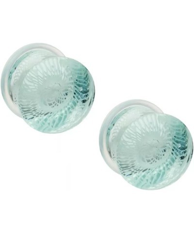 Aqua Woven Spiral Design Glass Single Flare Plugs, Sold As Pair 8mm (0GA) $9.89 Body Jewelry