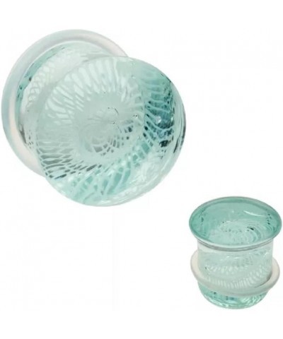 Aqua Woven Spiral Design Glass Single Flare Plugs, Sold As Pair 8mm (0GA) $9.89 Body Jewelry