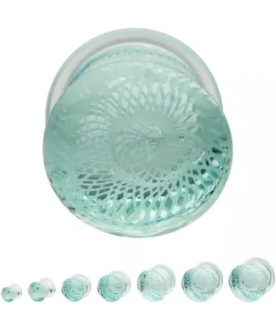 Aqua Woven Spiral Design Glass Single Flare Plugs, Sold As Pair 8mm (0GA) $9.89 Body Jewelry