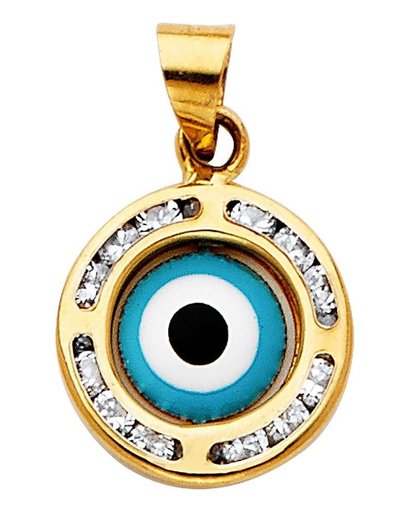 14k REAL Yellow Gold CZ Evil Eye Charm Pendant $39.05 Pendants