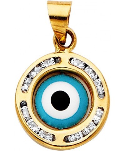 14k REAL Yellow Gold CZ Evil Eye Charm Pendant $39.05 Pendants