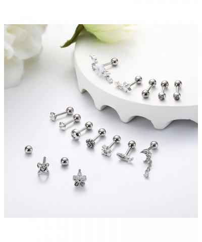 26Pcs 16g Cartilage Stud Earrings for Women 316L Stainless Steel Cartilage Earring Stud Tragus Stud Earrings Set Forward Heli...