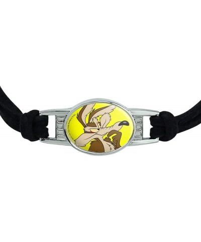 Looney Tunes Wile E Coyote Novelty Suede Leather Metal Bracelet black $10.43 Bracelets