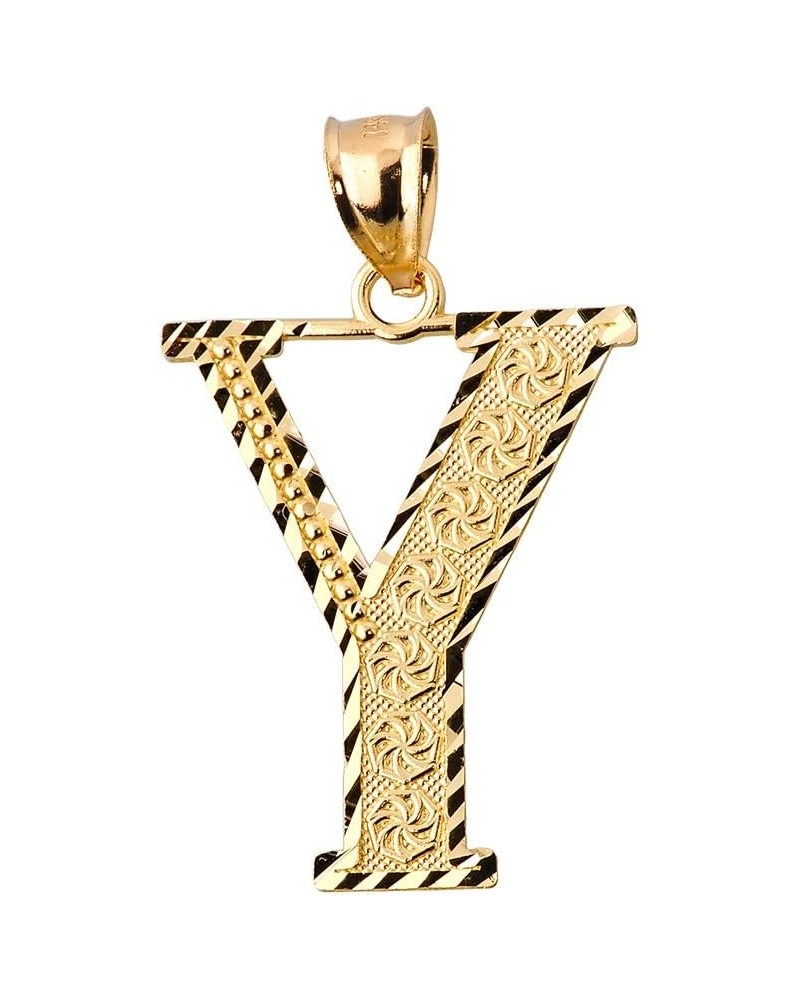 Personalized 14k Yellow Gold Initial Letters A-Z Charm Pendant 1.0 Inches Y $134.39 Pendants