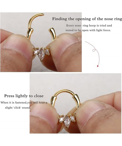 9Pcs Septum Jewelry 16G Daith Earrings Hinged Hoop Nose Rings 316L Stainless Steel Septum Clicker CZ Rings for Women Cartilag...