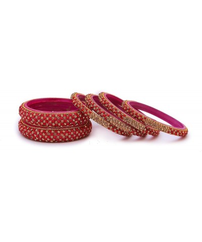 Indian Glass Bangles Set for Women & Girls, Indian Jewelry (Pack of 6 Bangles) RED 2-4 Small $10.79 Bracelets