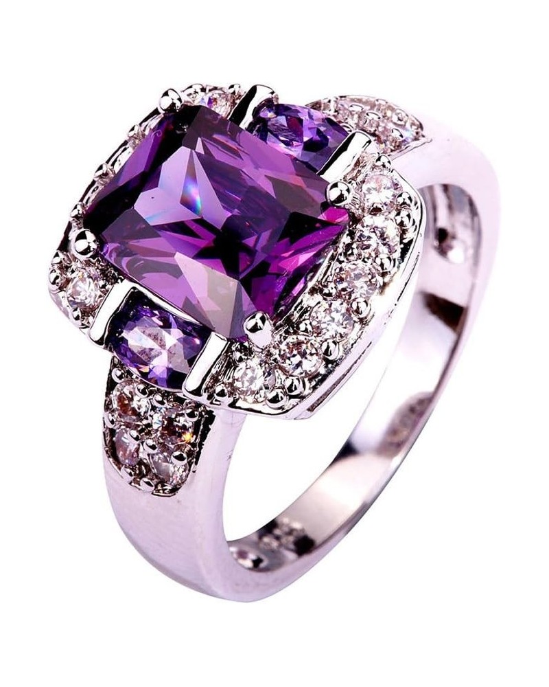 925 Sterling Silver Created Pink Topaz Filled Halo Promise Ring Purple $4.23 Rings